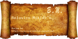 Belovics Miklós névjegykártya