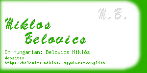 miklos belovics business card